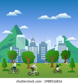 Actividad del parque urbano, ilustración de diseño vectorial 05