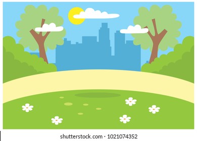 fondo de parque de ciudad, ilustración vectorial
