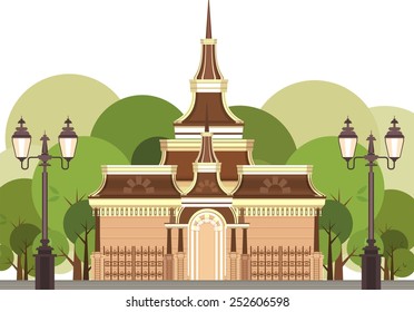 city Park park building beautiful architectural structure among trees and bushes Recreation Area