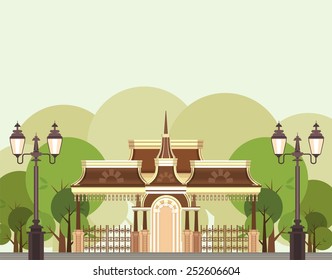 city Park park building beautiful architectural structure among trees and bushes Recreation Area