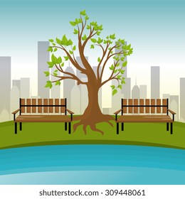 City park design, vector illustration eps 10.