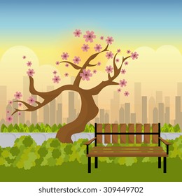City park design, vector illustration eps 10.