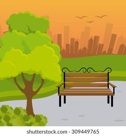 City park design, vector illustration eps 10.