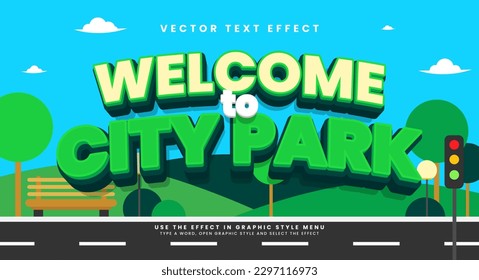 City park editable text stye effect. Vector text effect.