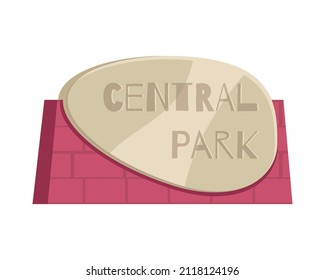 City Park Entrance Sign Board In Flat Style On White Background Vector Illustration