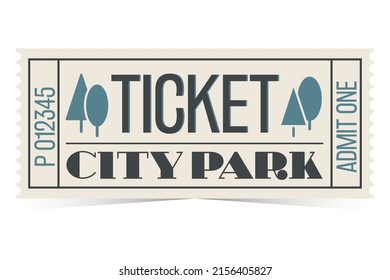 City Park Entrance Ticket Template In Retro Style