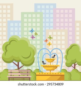 City park flat illustration concept. Flat design concept for web banners, web sites, printed materials, infographics. Creative vector illustration