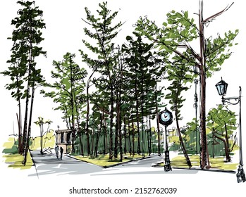 City Park - hand drawn sketch