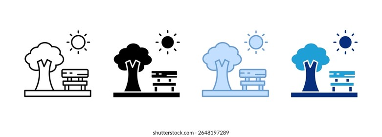 City Park Icon Set Multiple Style Collection