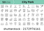 city park Icons bundle. Linear dot style Icons. Vector illustration