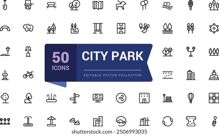 City park Icons set. Bundle of linear style city park Icons. Simple editable vector stroke illustration.