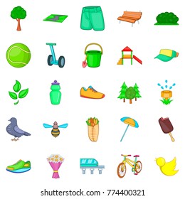 City park icons set. Cartoon set of 25 city park vector icons for web isolated on white background