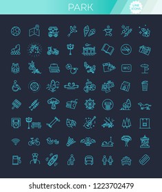 City park icons set. The open plot of land for recreation