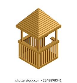 City park infrastructure isometric composition with isolated landscape element on blank background vector illustration