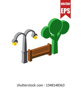 City park isometric icon.Vector illustration.