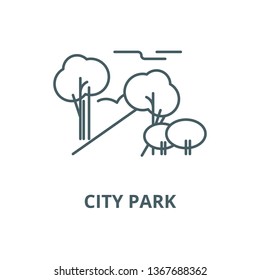 City park line icon, vector. City park outline sign, concept symbol, flat illustration