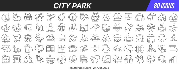 City park line icons collection. Big UI icon set in a flat design. Thin outline icons pack. Vector illustration EPS10