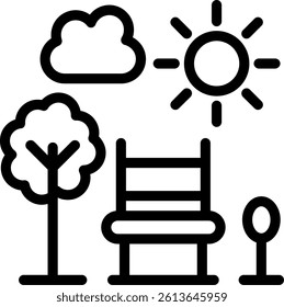 City Park Line Vector Icon Design