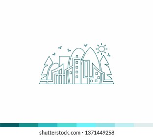 City Park Real Estate Logo Design Vector.