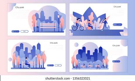 City park. Screen template for mobile smart phone, landing page, template, ui, web, mobile app, poster, banner, flyer. Flat style. Vector illustration