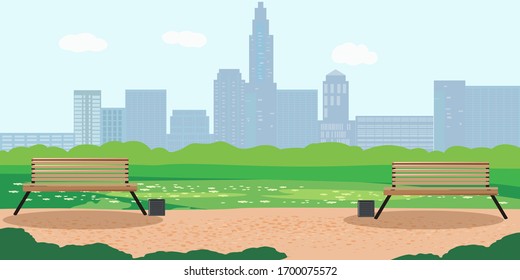 City Park in spring with benches and paths