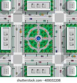 City Park. View from above. Vector illustration. Applique with realistic shadows.