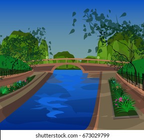 city park view near the  embankment