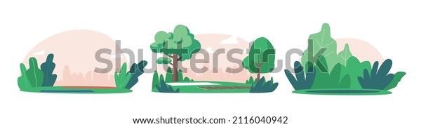 City Park with Yoga Mats on Grass, Urban
Garden Place for Meditation and Outdoor Sport, Summer Landscape
Background, Empty Public Area for Recreation With Trees and Lawn.
Cartoon Vector
Illustration