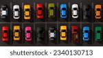 City parking vector web banner. Shortage parking spaces. Many cars in a crowded parking. Parking zone. Vector illustration