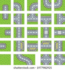 City pattern map elements Road samples grass areas