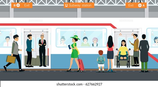 City people are waiting for the subway service.