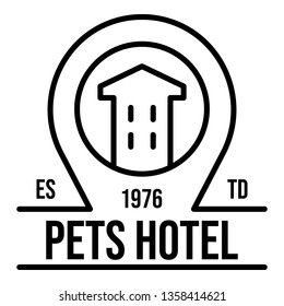 City pet hotel logo. Outline city pet hotel vector logo for web design isolated on white background