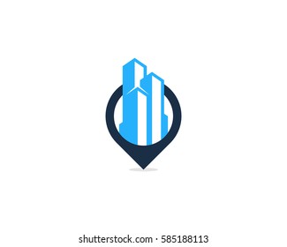 City Pin Logo Design Element