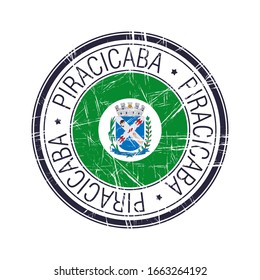 City of Piracicaba, Brazil postal rubber stamp, vector object over white background