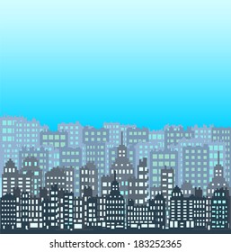 City With  Pixel Building 