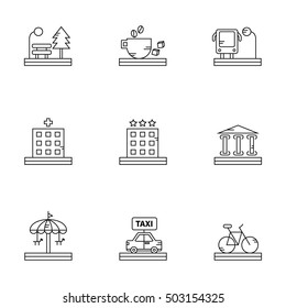 City places vector icon set 