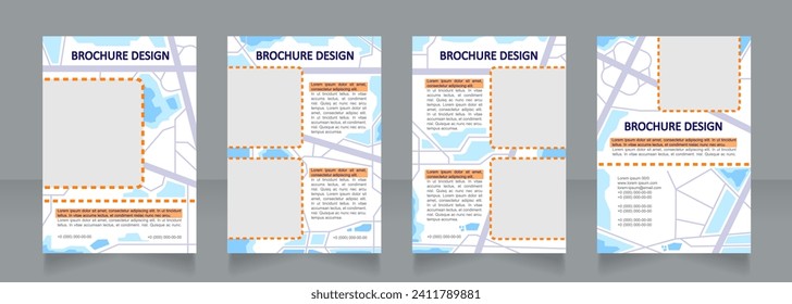 City planning light blank brochure design. Urban roads guidelines. Template set with copy space for text. Premade corporate reports collection. Editable 4 paper pages. Calibri, Arial fonts used