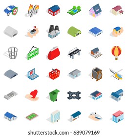 City plant icons set. Isometric style of 36 city plant vector icons for web isolated on white background