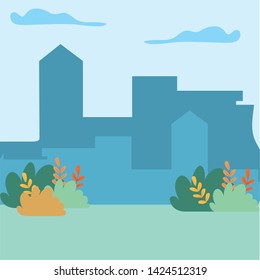 City and plants design vector 