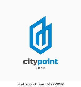 city point logotype. City in the form of an icon for the map, pointer,pin