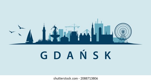 La ciudad de Gdansk en Polonia Skyline Urban Landscape en Europa del Este. Lugares de interés, iglesias, faro, escultura, playa, costa. Vistas al mar y a la ciudad