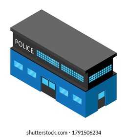 City police station department building. Isometric view. Vector