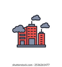 ícone cidade Poluição. vetor.Editável traço.sinal de estilo linear para usar web design,ilustração logo.Symbol.