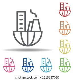 City, pollution line vector in multi color style icon. Simple thin line, outline vector of pollution icons for ui and ux, website or mobile application
