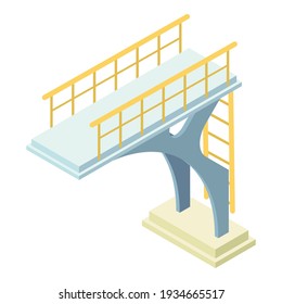 Das Symbol für das Stadtschwimmbecken. Isometrisch aus dem Stadtpool, Tauchbrett, Vektorsymbol für Webdesign einzeln auf weißem Hintergrund