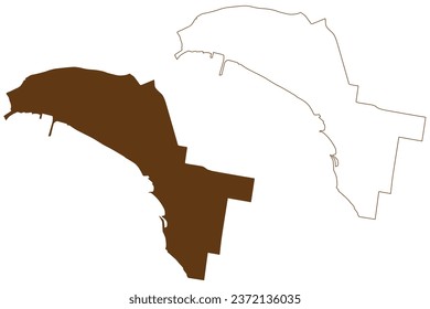 City of Port Phillip (Commonwealth of Australia, Victoria state, Vic) map vector illustration, scribble sketch Port Phillip map