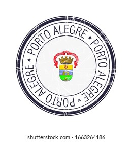 City of Porto Alegre, Brazil postal rubber stamp, vector object over white background