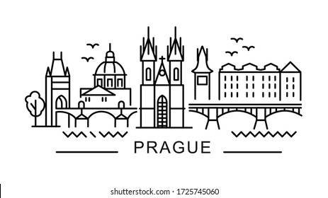 City Prague Outline Style On White Stock Vector (Royalty Free ...