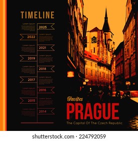 City of Prague. Vector illustration with the timeline design