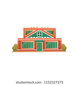 City public building facade vector Illustration on a white background